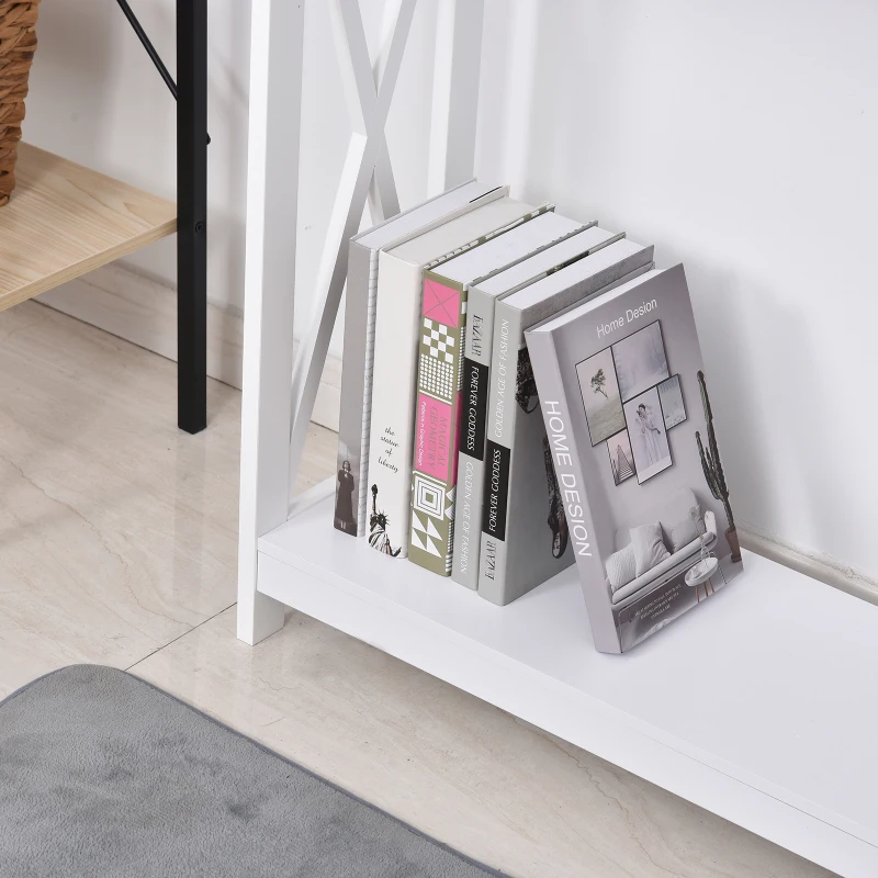 HOMCOM 40" Console Table, 2 Tier X-Design Narrow Entryway Table with Storage Shelf for Behind Couch, Living Room, Hallway, White