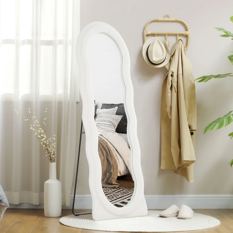 HOMCOM Floor Standing Mirror, Full Length Mirror, Free Standing, Leaning or Wall Mirror with Frame and Arched Top, White