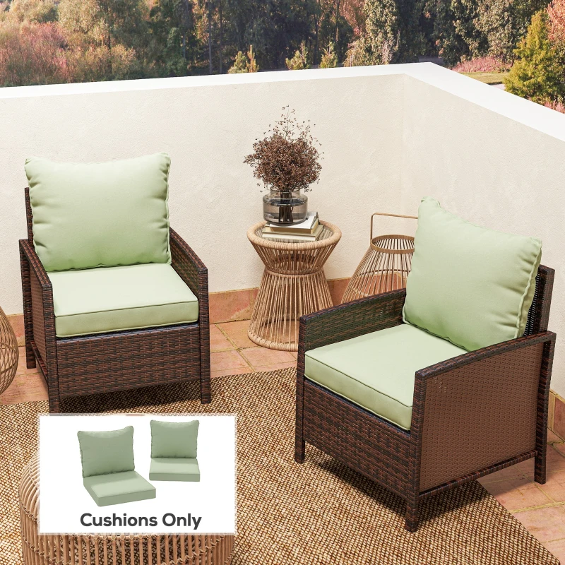Outsunny 4-Piece Seat Cushion Pillows Replacement, Patio Chair Cushions Set with Back for Indoor Outdoor, Green