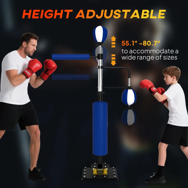 Soozier 4.6'-6.7' Speed Bag Boxing Bag Stand, Reflex Bag Boxing Training Equipment, Speed Punching Bag, Blue