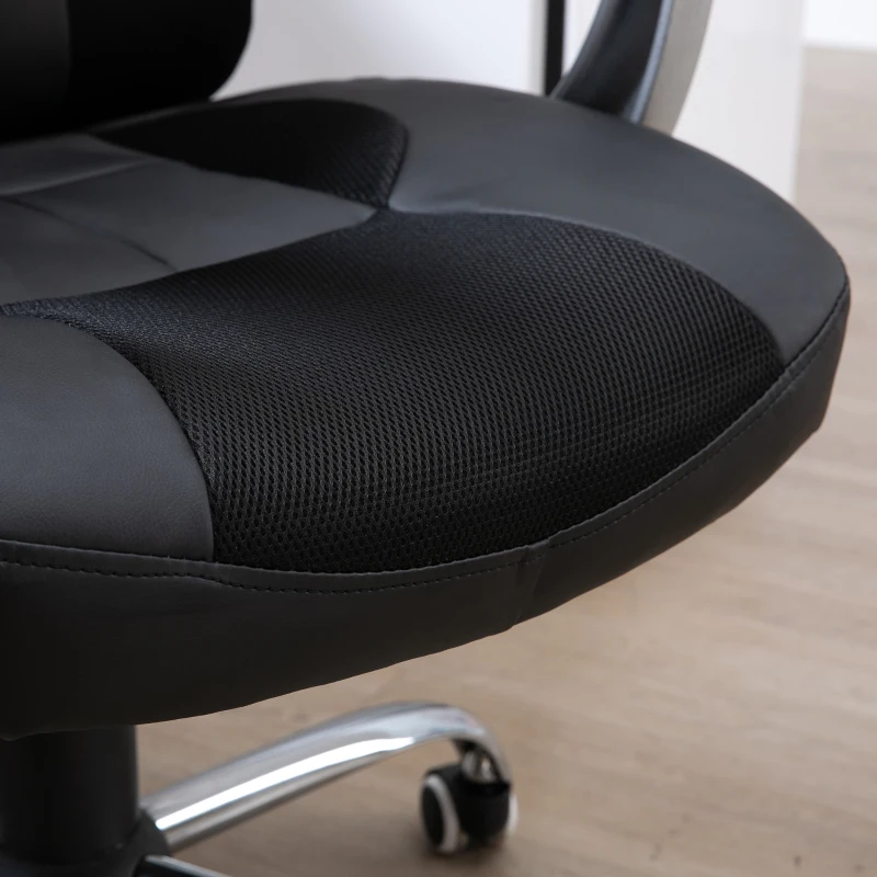 HOMCOM High Back Office Chair, Executive Racing Gaming Chair, Adjustable Recliner with Removable Headrest Pillow for Office, Black