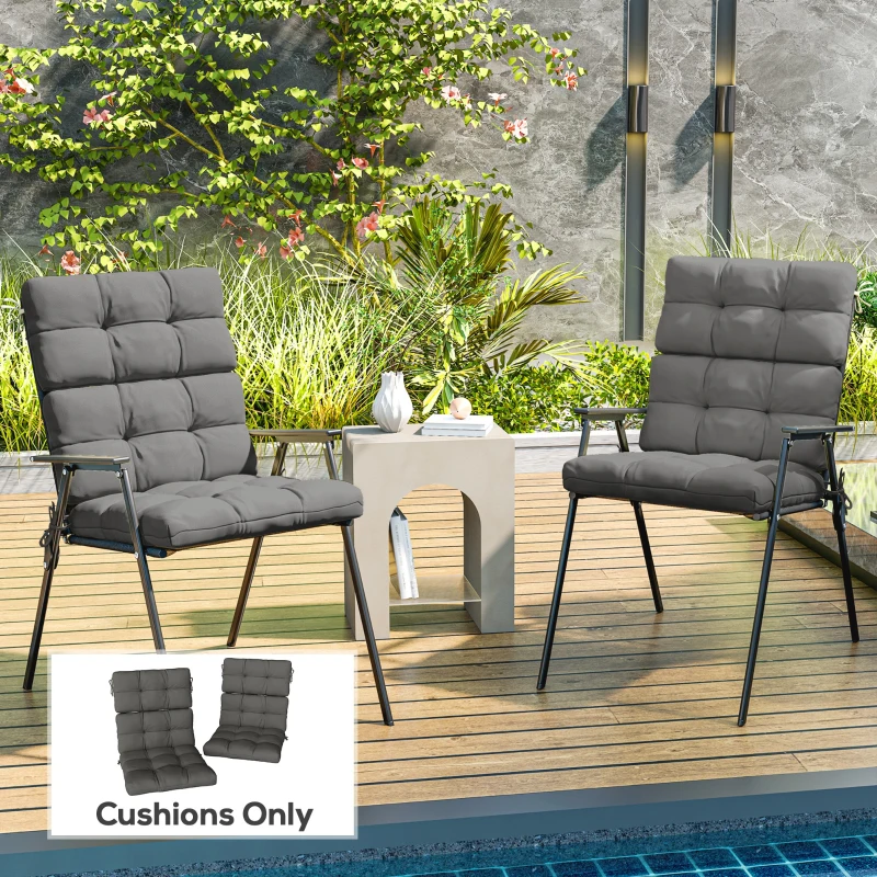 Outsunny 2-Piece Back Seat Cushion Replacement, Outdoor Patio Chair Cushions Set with Ties, Button Tufted, Dark Grey
