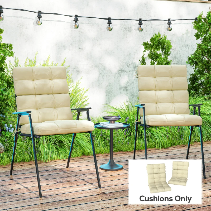 Outsunny 2-Piece Back Seat Cushion Replacement, Outdoor Patio Chair Cushions Set with Ties, Button Tufted, Beige