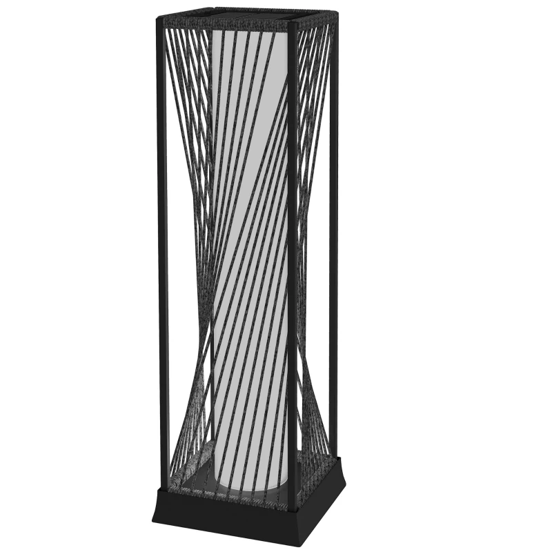 Outsunny Rattan Solar Floor Lamp, Decorative Outdoor Lamp with Auto On/Off LED Lights, IP44 for Patio, Porch, Pathway, Grey