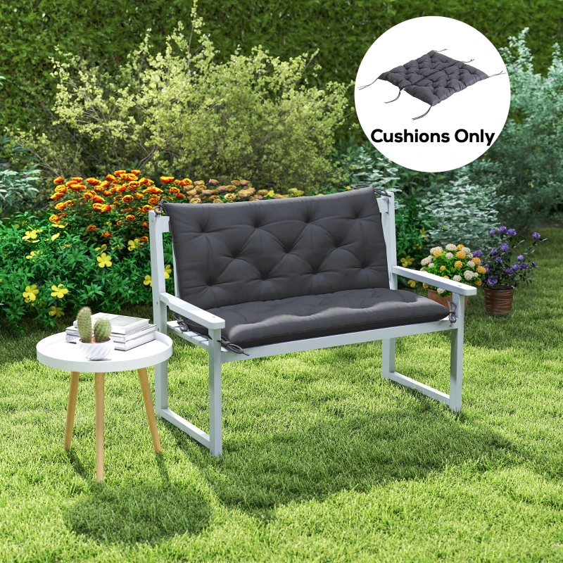 Outsunny Porch Swing Cushion Garden Bench Cushion with Backrest, Non-Slip 2-seater Thick Pad, Swing Chair Mat Replacement for Indoor and Outdoor, 39.4" x 38.6", Dark Grey