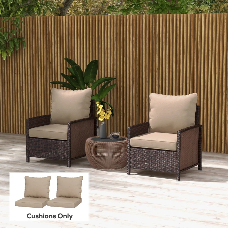 Outsunny 4-Piece Seat Cushion Pillows Replacement, Patio Chair Cushions Set with Back for Indoor Outdoor, Beige