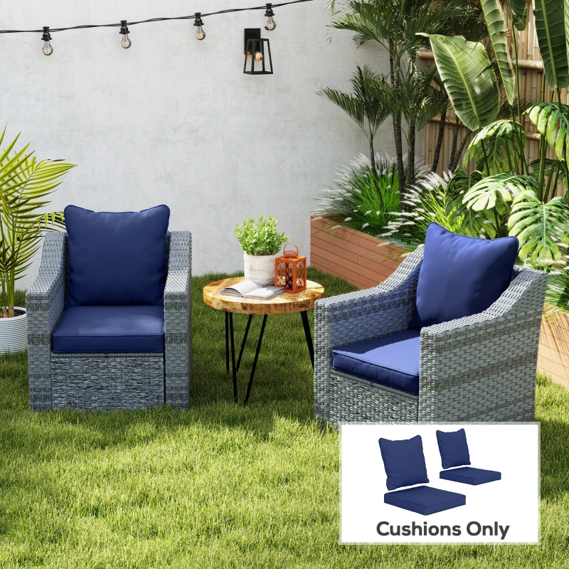 Outsunny Seat Cushion Back Pillows Replacement Set of 2, Patio Chair Cushions Set for Indoor Outdoor, Dark Blue