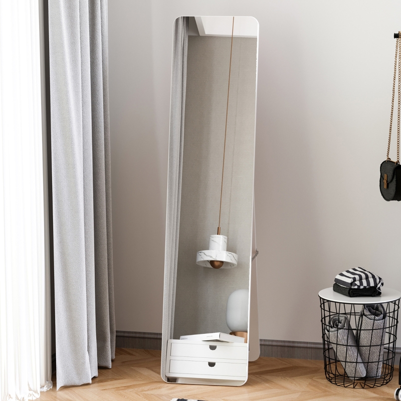 HOMCOM Full Length Mirror for Bedroom, Free Standing Dressing Mirror, Wall Mirror with Wood Frame, 15" x 61", White