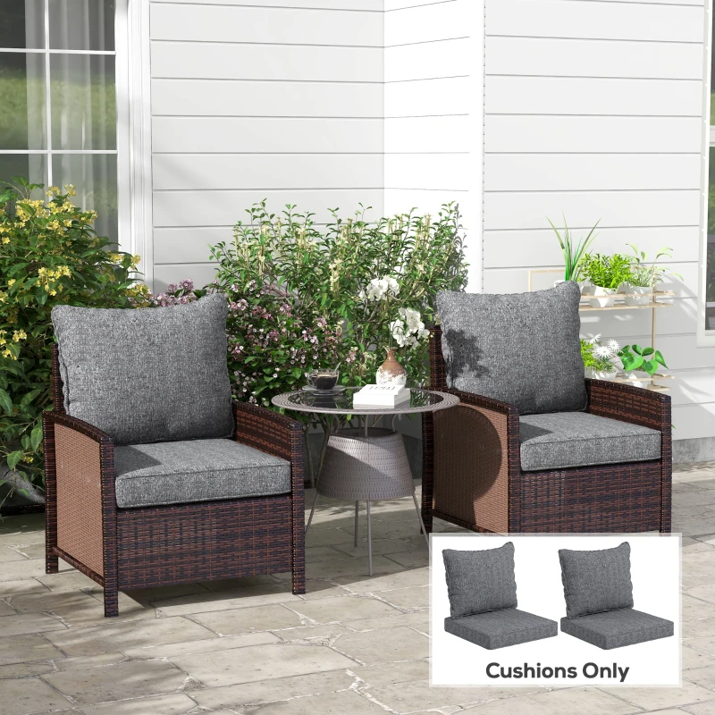 Outsunny 4-Piece Seat Cushion Pillows Replacement, Patio Chair Cushions Set with Back for Indoor Outdoor, Grey