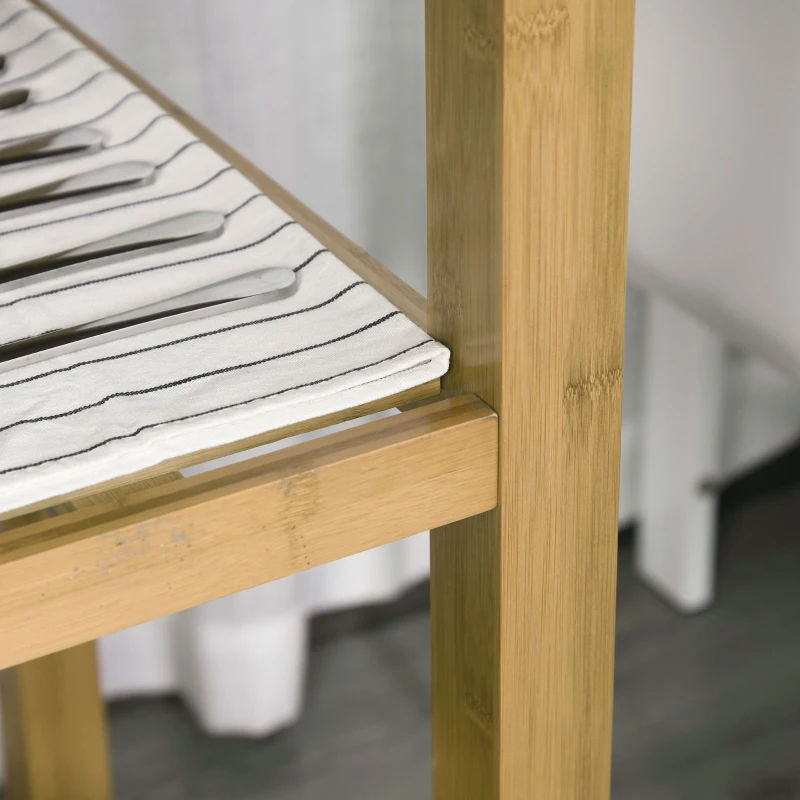 HOMCOM Bamboo Rolling Kitchen Island Trolley with Drawers & Shelves