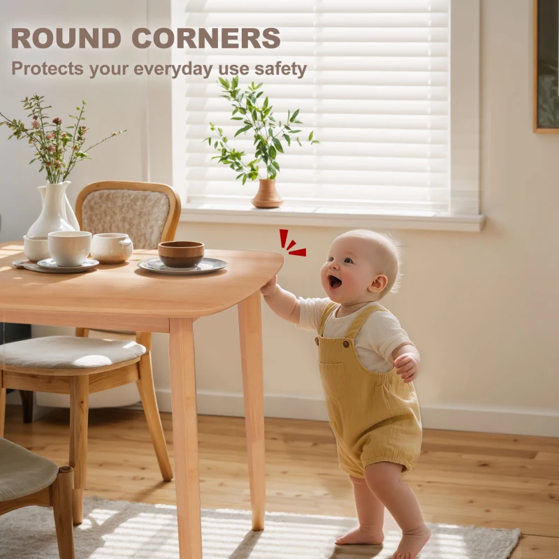 HOMCOM Pine Wood Dining Table for 6, 47" Rustic Rectangular Kitchen Table with Large Tabletop for Dining Room, Natural