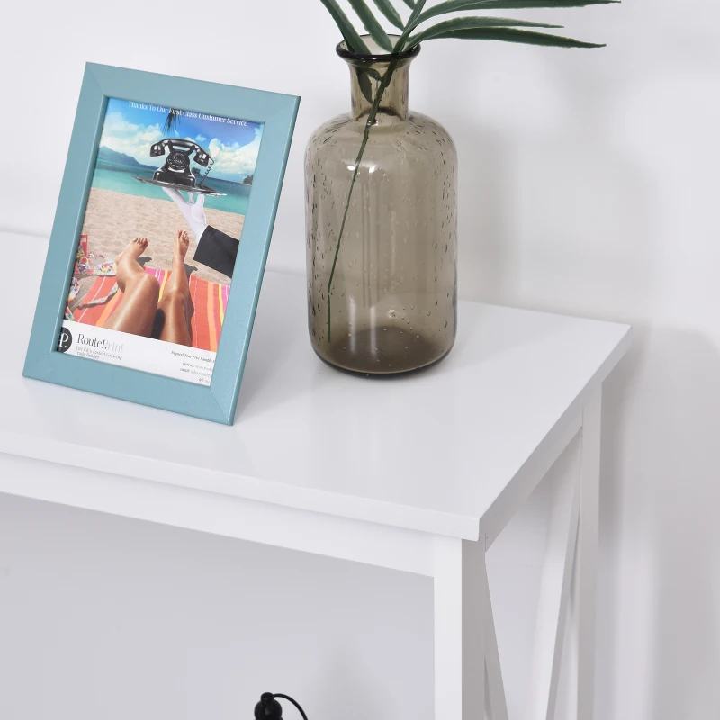 HOMCOM 40" Console Table, 2 Tier X-Design Narrow Entryway Table with Storage Shelf for Behind Couch, Living Room, Hallway, White