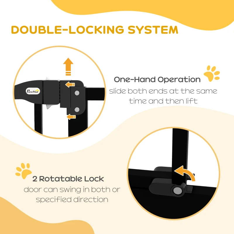 PawHut Extra Tall Dog Gate with Door, Pressure Fit, Auto Close, Double Locking for Doorways Hallways Stairs, 29"-34", Black