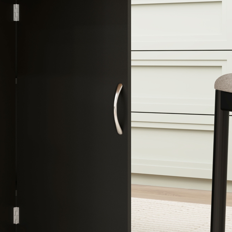 HOMCOM Extendable Dining Table, Collapsible Folding Table w/ 2-tier Shelves and Rolling Casters, Black