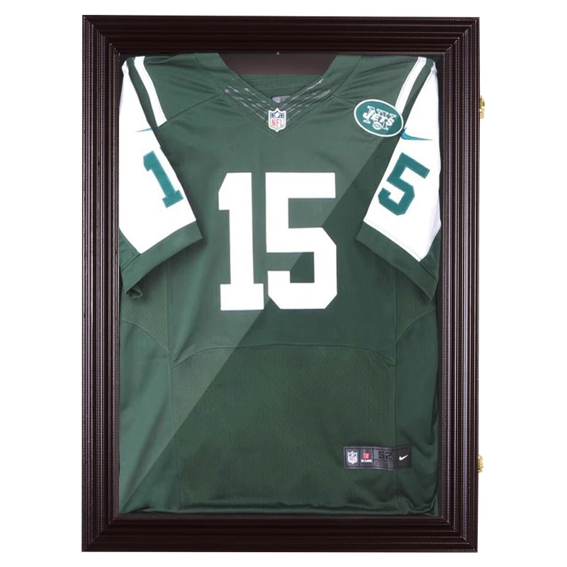 HOMCOM Jersey Display Frame Case, Acrylic Sports Shirt Shadow Box for Basketball Football Baseball, 26" x 35", Brown
