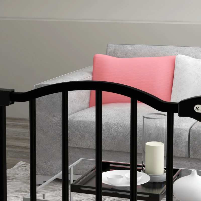 PawHut Extra Tall Dog Gate with Door, Pressure Fit, Auto Close, Double Locking for Doorways Hallways Stairs, 29"-34", Black