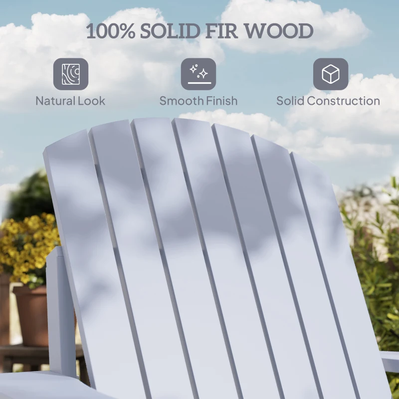 Outsunny Oversized Adirondack Chair, Outdoor Fire Pit and Porch Seating, Classic Log Lounge w/ Built-in Cupholder, Gray