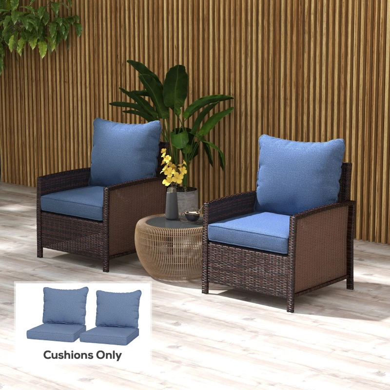 Outsunny 4 Patio Chair Cushions with Seat & Backrest, Fade Resistant Seat Replacement Cushion Set, Blue