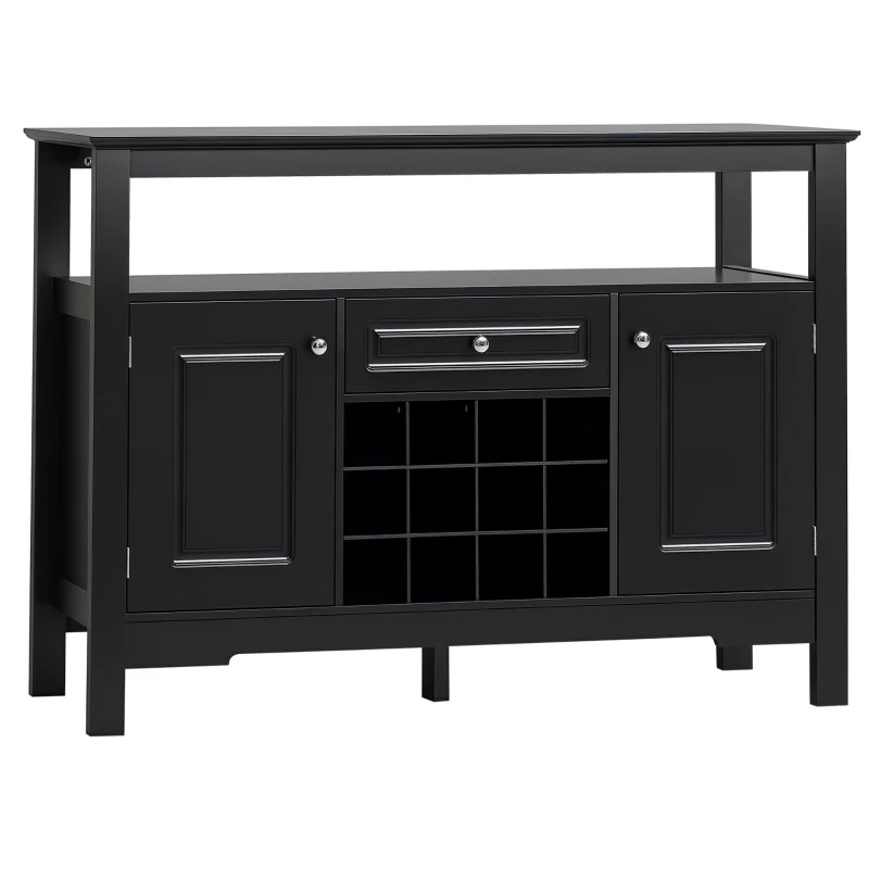 HOMCOM Sideboard Buffet Cabinet, 46" Kitchen Storage Cabinet with Wine Rack and Drawer, Coffee Bar Station, Black