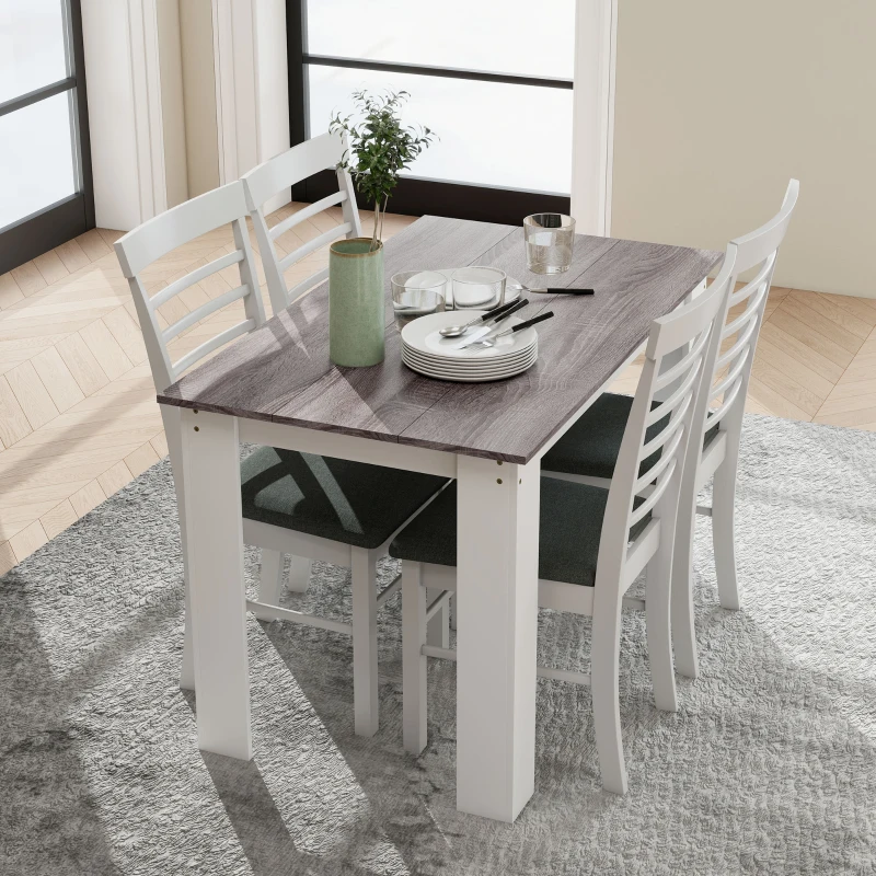 HOMCOM 47" Kitchen Table for 4-6 People, Dining Table with Wood Effect for Dining Room, Grey
