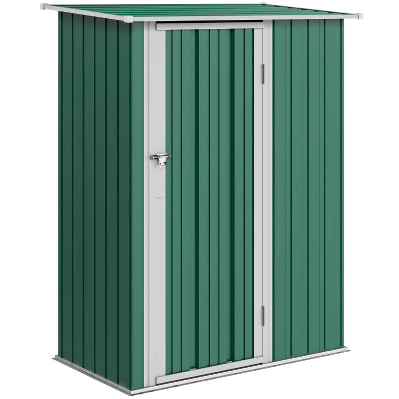 Outsunny 5 x 3ft Outdoor Storage Shed Metal Garden Shed Cabanon with Sloped Roof, Lockable Door for Tool, Green