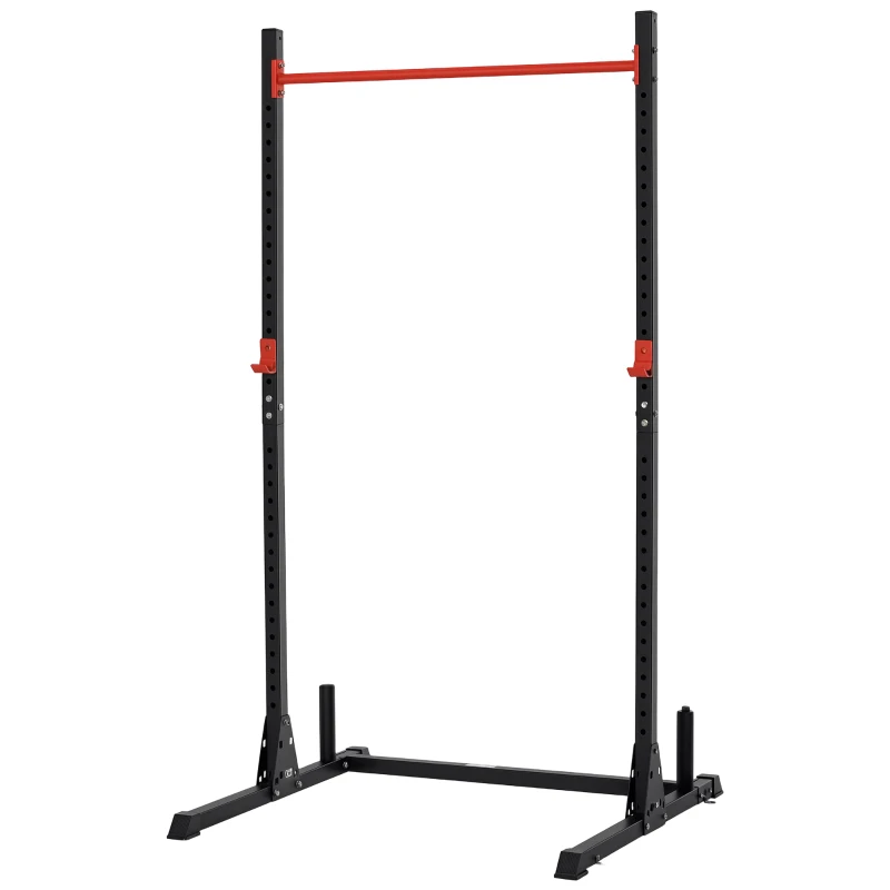 Soozier Adjustable Barbell Power Rack Squat Stand Strength Training Fitness Pull Up Weight Cage Home Gym Black