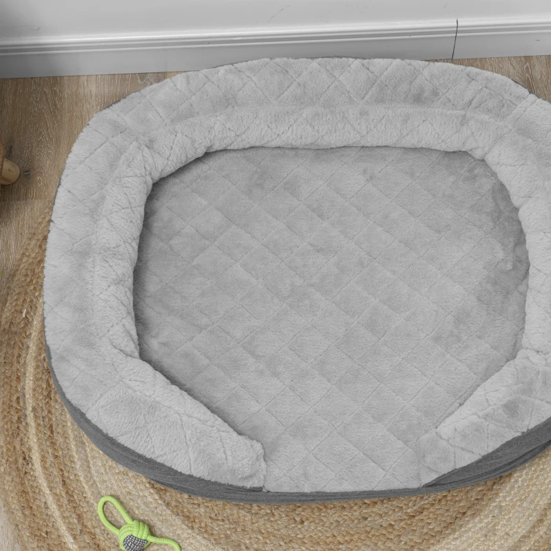 PawHut Pet Sofa Bed for Large Dogs with Removable Cushion, Washable Cover, Anti-slip Foot Pads, Grey