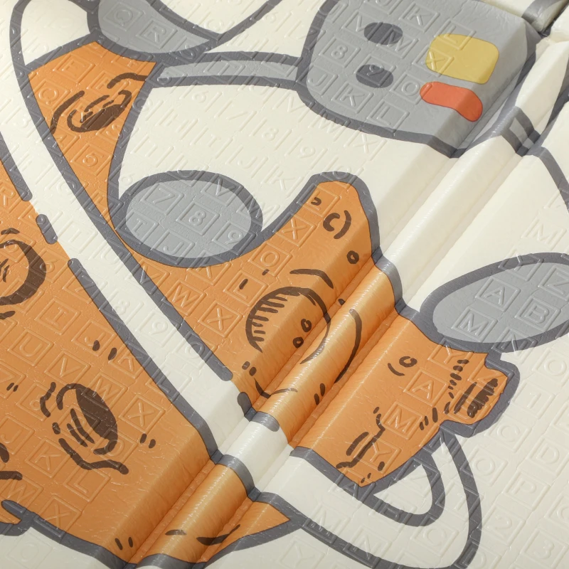 Qaba Double Sided Baby Play Mat, Reversible & Waterproof Foldable Crawling Mat, Astronaut & Planet Theme