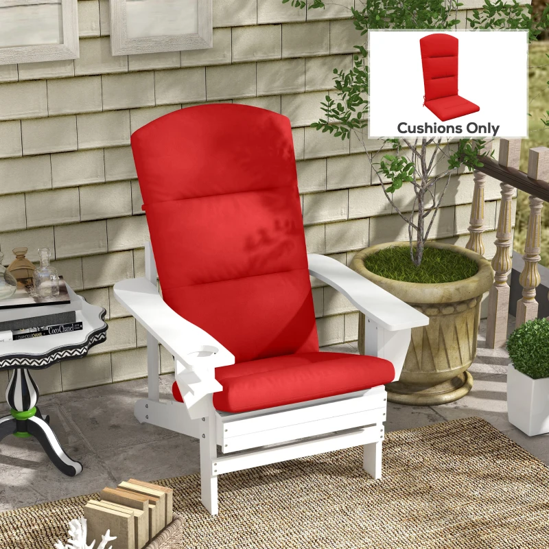 Outsunny Patio Chair Cushion for Adirondack Chairs Replacement Cushion with Back and Ties, Wine Red