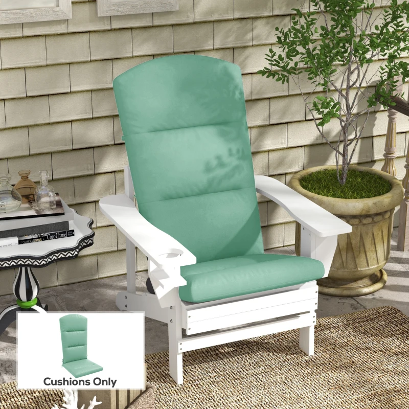 Outsunny Patio Chair Cushion for Adirondack Chairs Replacement Cushion with Back and Ties, Green