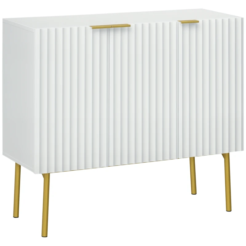 HOMCOM Modern Storage Cabinet Sideboard Buffet Cabinet with Gold Legs for Living Room Dining Room Hallway White