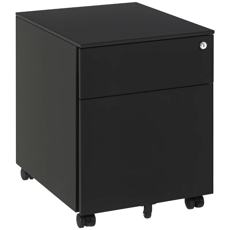 Vinsetto Lockable File Cabinet, Steel Filing Cabinet on Wheels for Legal, A4, Letter Size, with Pencil Tray for Home Office