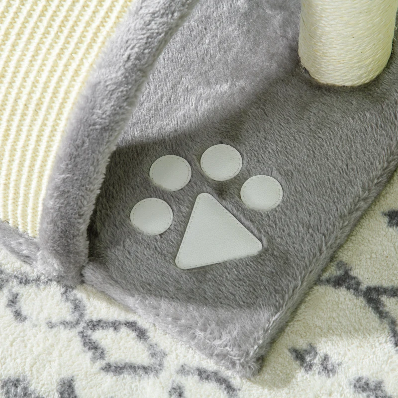 PawHut 17" Cat Scratching Tree Kitty House Kitten Activity Centre Pet Bed Post Furniture with Hanging Toy (Grey)