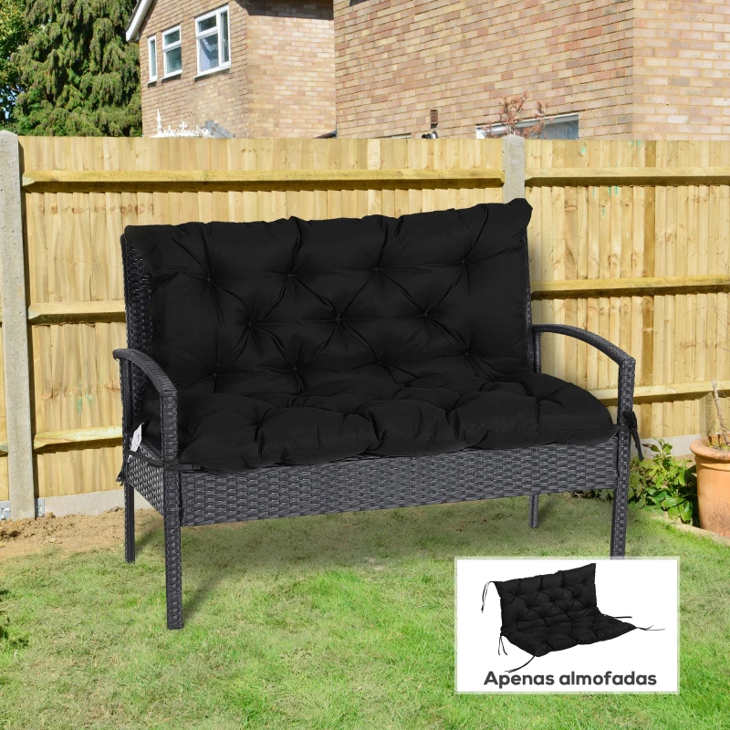 Outsunny Porch Swing Cushion Garden Bench Cushion with Backrest, Non-Slip 2-seater Soft Pad, Swing Chair Mat Replacement for Indoor and Outdoor, 39.4" x 38.6", Black