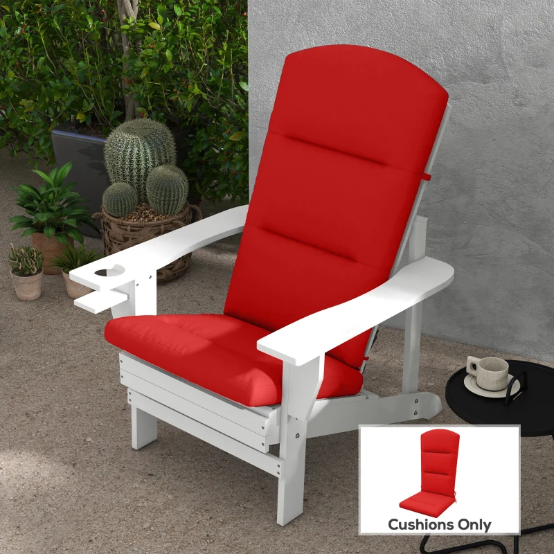 Outsunny Patio Chair Cushion for Adirondack Chairs Replacement Cushion with Back and Ties, Wine Red
