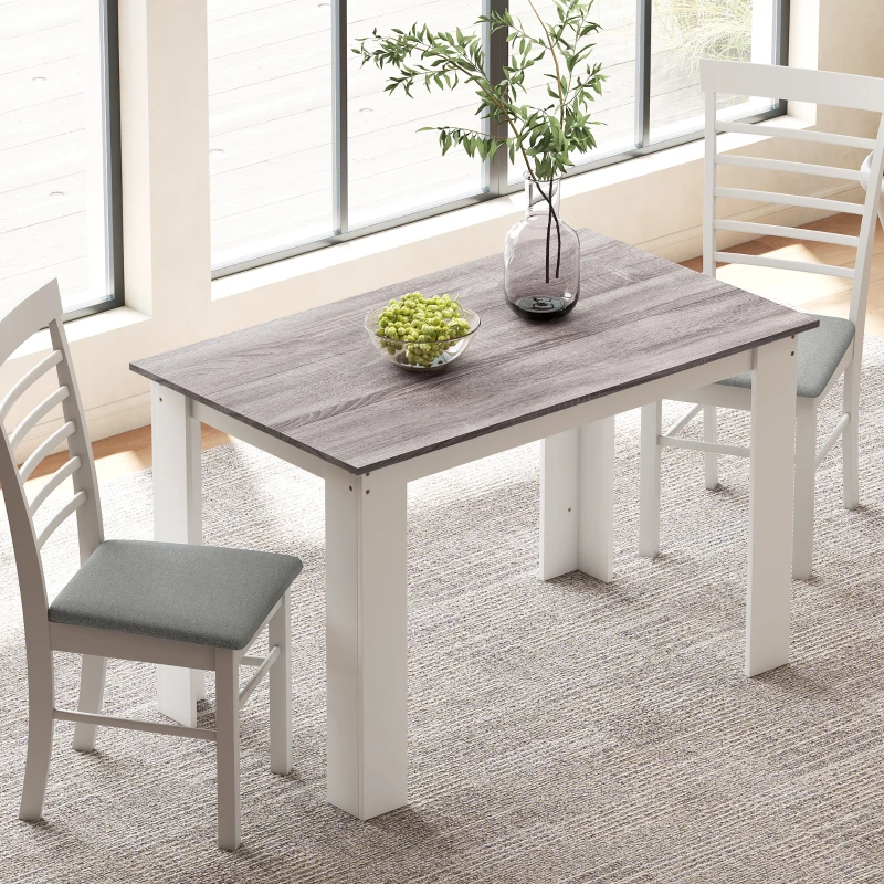 HOMCOM Kitchen Table for 4-6 People, Dining Table with Wood Effect for Dining Room, Grey