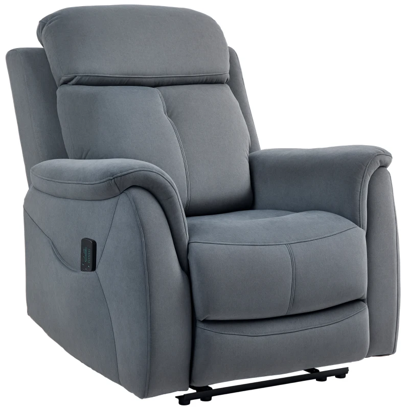 HOMCOM Manual Recliner Chair with Vibration Massage, Reclining Chair for Living Room with Side Pockets, Dark Grey