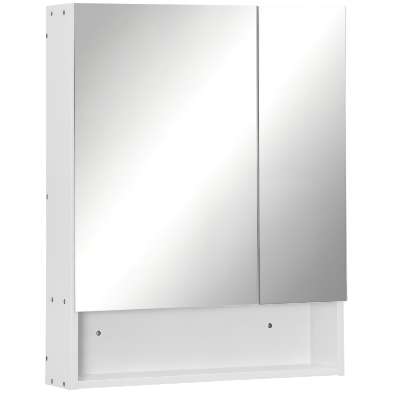 kleankin Wall Mounted Bathroom Medicine Cabinet with Mirror and Adjustable Shelves, White