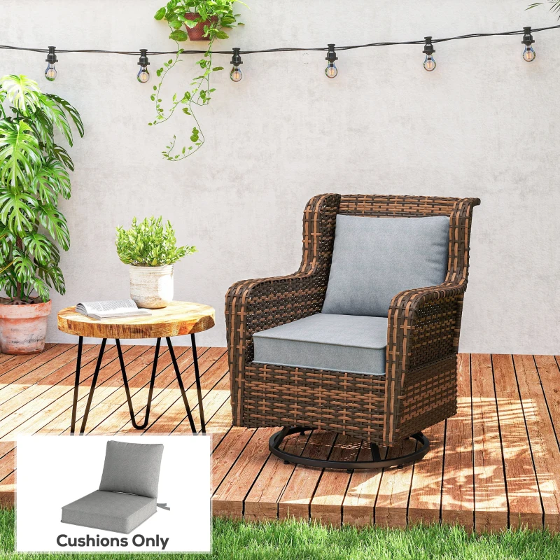 Outsunny 2-Piece Patio Chair Cushions with Ties, UPF50+ Seat Patio Cushions Set for Garden Furniture, Light Grey