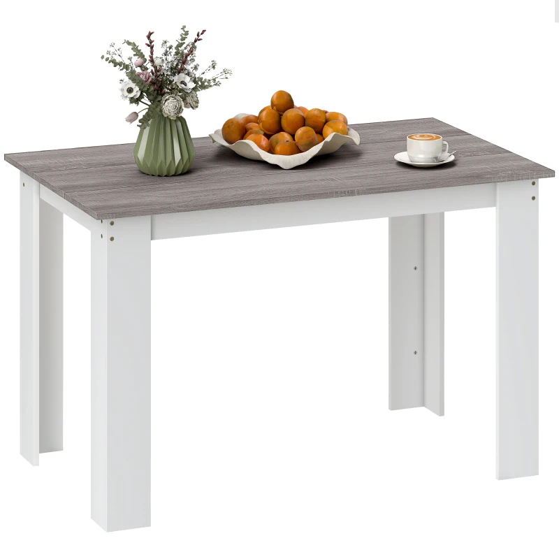 HOMCOM 47" Kitchen Table for 4-6 People, Dining Table with Wood Effect for Dining Room, Grey