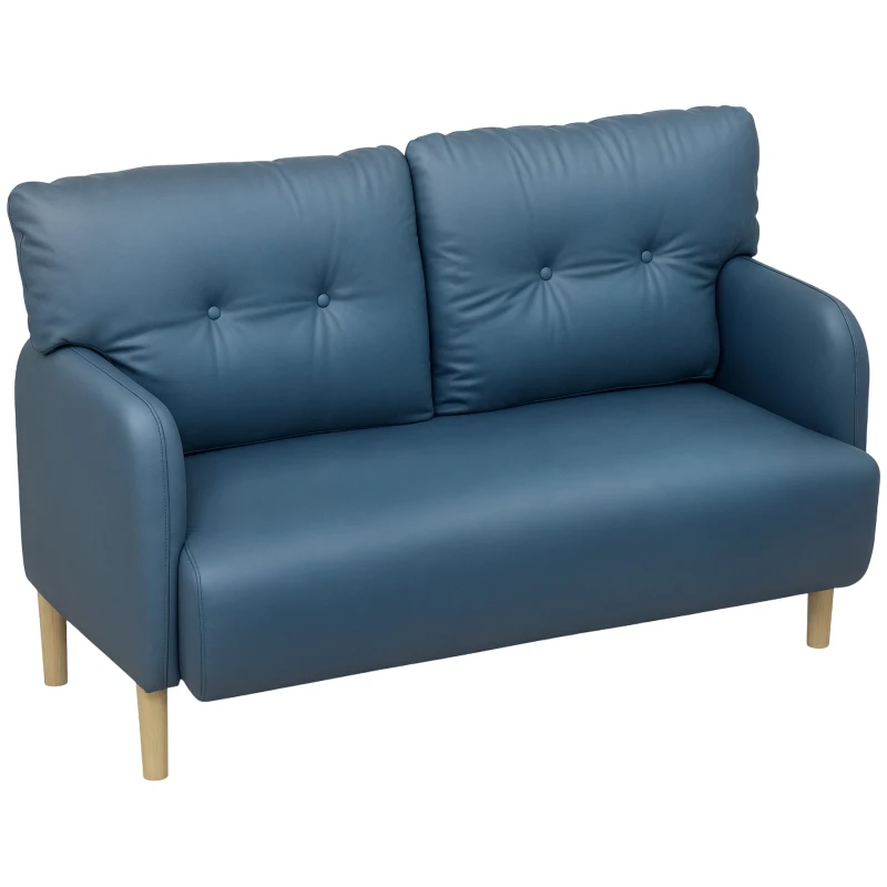 HOMCOM 58" 2 Seat Sofa, Modern Love Seats Furniture, Upholstered 2 Seater Couch, Solid Wood Frame, Navy Blue