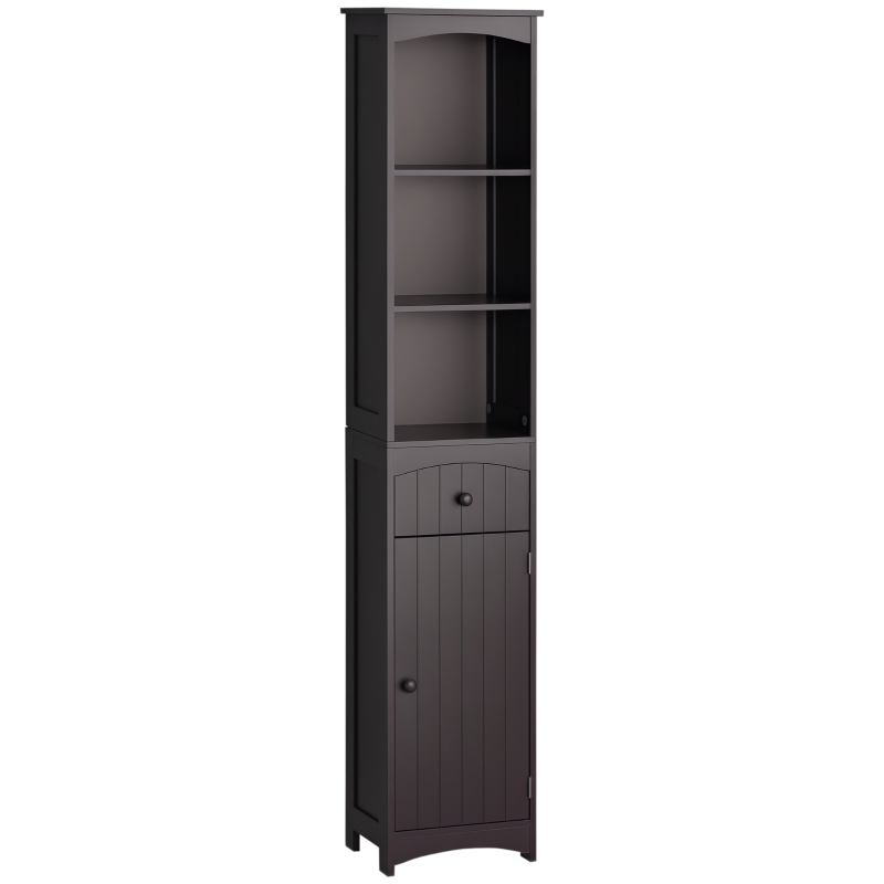 HOMCOM Tall Bathroom Cabinet Storage Organizer, Linen Tower with Shelves and Drawer