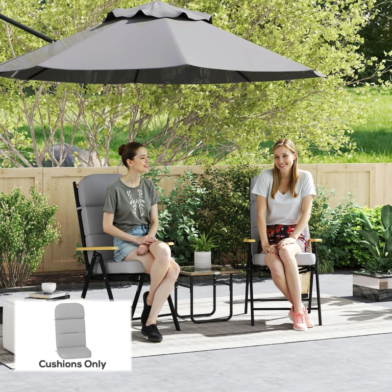 Outsunny Outdoor Seat Cushion with Back, Outdoor Chair Cushion with Ties and Adjustable Strap, UPF 20+Non-Slip Patio Cushion Replacement for Outdoor Chair, Light Grey