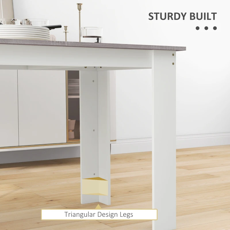 HOMCOM 47" Kitchen Table for 4-6 People, Dining Table with Wood Effect for Dining Room, Grey