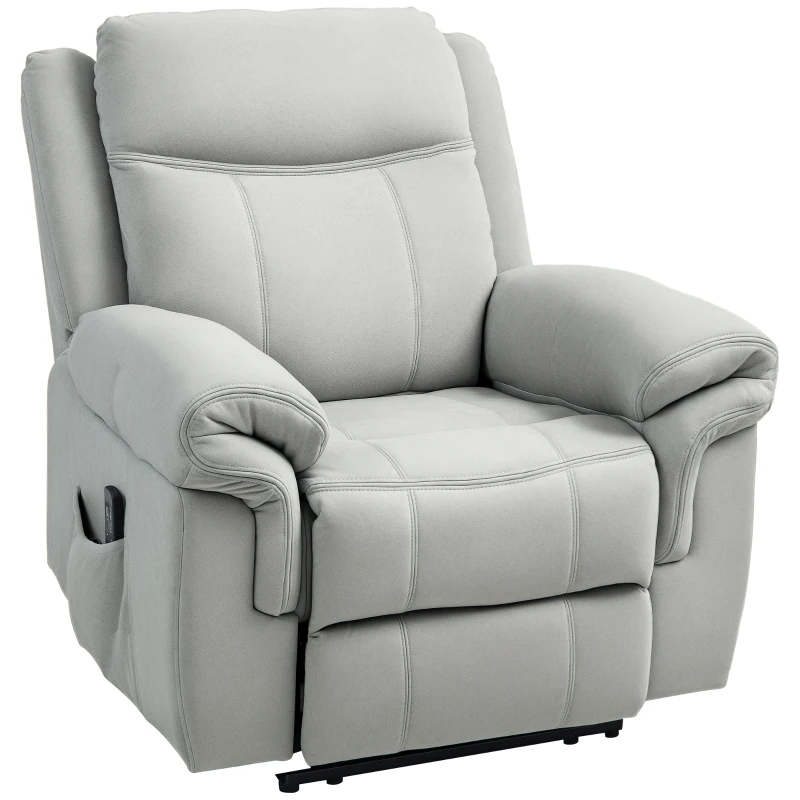 HOMCOM Manual Recliner Chair with Vibration Massage, Side Pockets, Microfibre Reclining Chair for Living Room, Grey