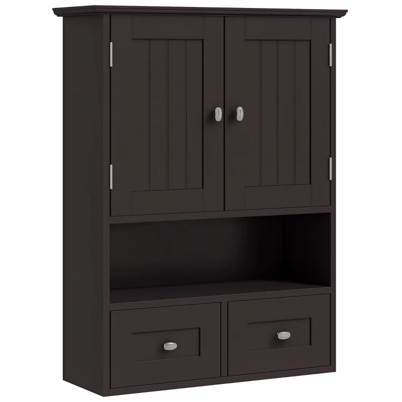 kleankin Medicine Cabinet, Bathroom Wall Cabinet with Shelf and Drawers for Hallway, Living Room, Brown