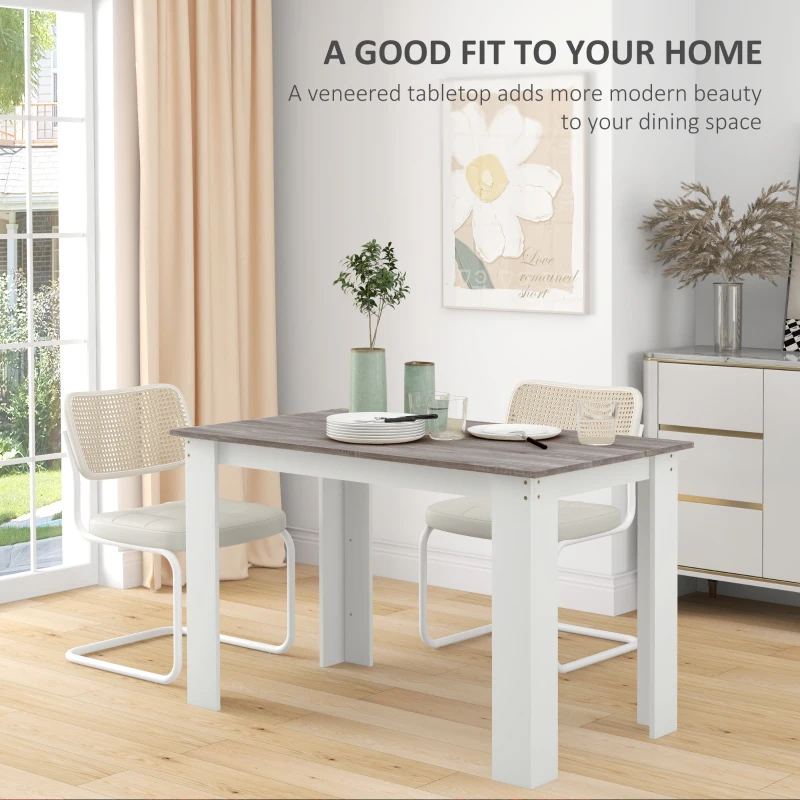 HOMCOM 47" Kitchen Table for 4-6 People, Dining Table with Wood Effect for Dining Room, Grey