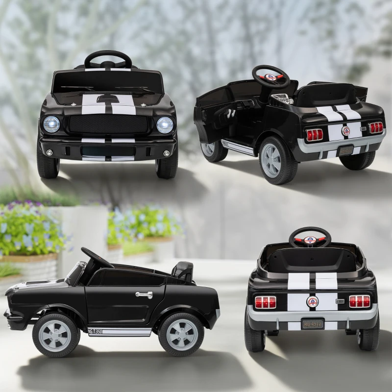 Qaba Licensed Ford Shelby GT 350 Kids Ride On Car with Remote Control, Adjustable Speed, MP3, Smooth Start, LED Lights, Black