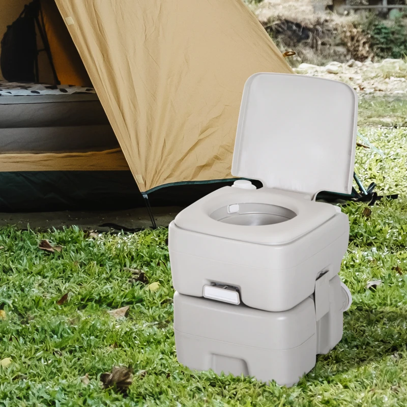 kleankin Outdoor Portable Travel Toilet Detachable Flushable Tank Easy to Use 3 Way Pistol for Camping Hiking Boating Roadtripping 5.3 Gallon (20L)
