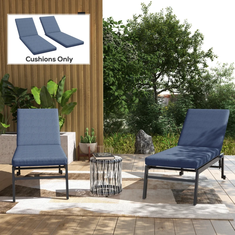 Outsunny 2-Piece Back and Seat Cushion Pillows Replacement, Patio Chair Cushions Set with Ties for Indoor Outdoor, Blue